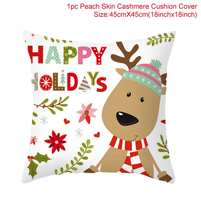 45cm Christmas Cushion Cover Navidad Merry Christmas Decorations For Home 2024 Xmas Noel Cristmas Ornaments New Year Gifts 2025