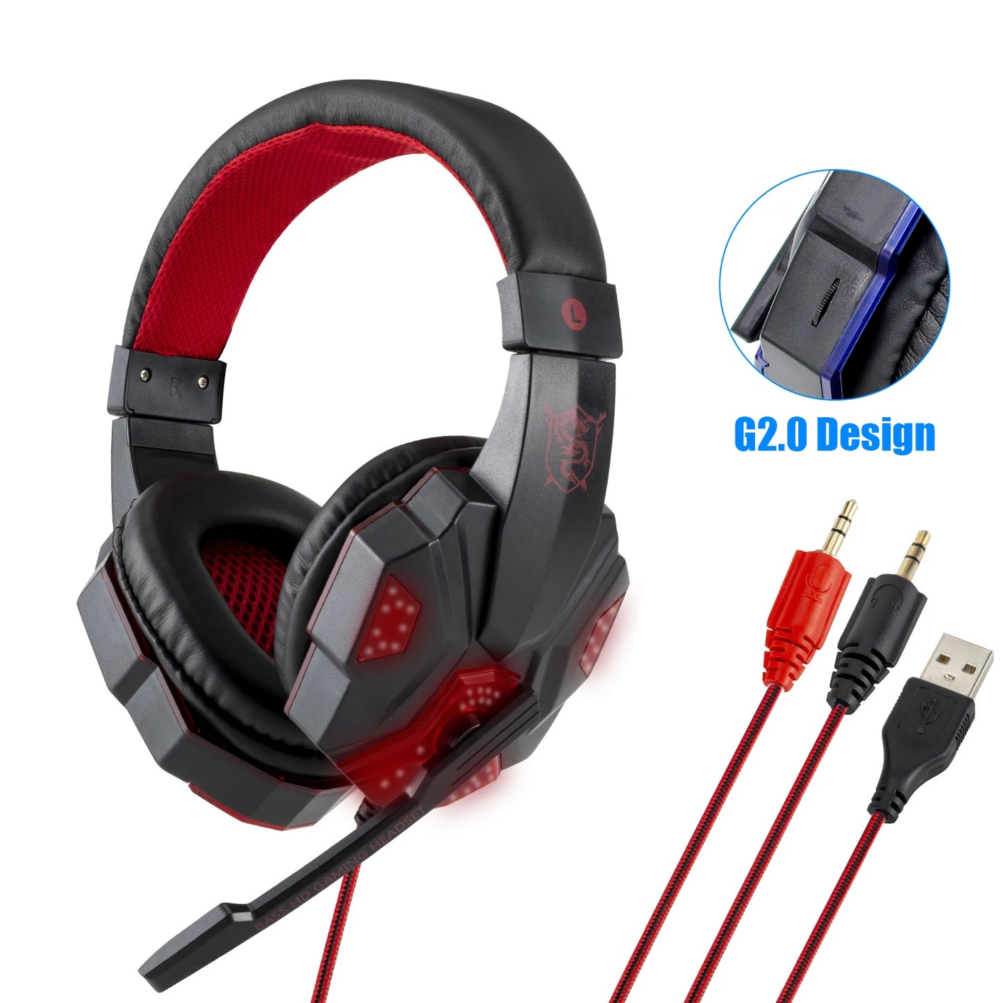 Professional Led Light Wired Gaming Headphones With Microphone For Computer PS4 PS5 Xbox Bass Stereo PC Gaming Headset Gifts