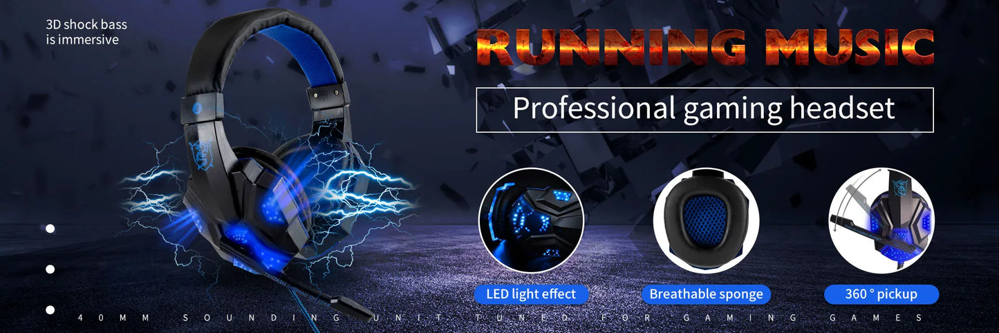 Professional Led Light Wired Gaming Headphones With Microphone For Computer PS4 PS5 Xbox Bass Stereo PC Gaming Headset Gifts