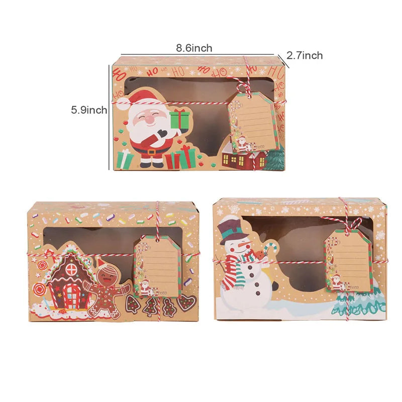 Christmas Gift Packing Bags Santa Claus Snowman Candy Cookie Box Xmas Navidad 2024 New Year Party Favor Bag Christmas Decoration