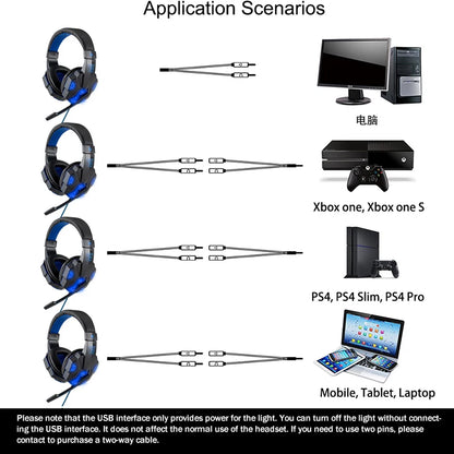 Professional Led Light Wired Gaming Headphones With Microphone For Computer PS4 PS5 Xbox Bass Stereo PC Gaming Headset Gifts