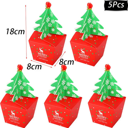 Christmas Gift Packing Bags Santa Claus Snowman Candy Cookie Box Xmas Navidad 2024 New Year Party Favor Bag Christmas Decoration