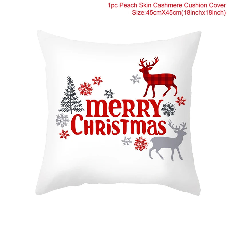 45cm Christmas Cushion Cover Navidad Merry Christmas Decorations For Home 2024 Xmas Noel Cristmas Ornaments New Year Gifts 2025