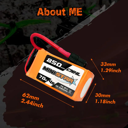 2PCS CNHL 3S 4S 11.1V 14.8V Lipo Battery 650mAh 850mAh 70C MiniStar With XT30 XT60 Plug For RC FPV Drone Quadcopter Airplane