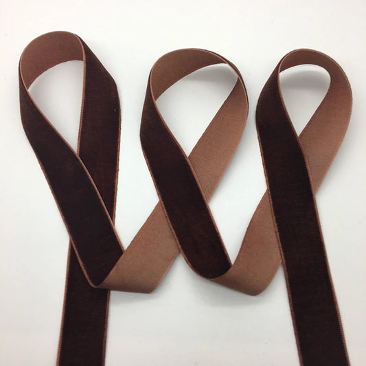 3 yards/lot 3/4"(20mm)Wide Coffee Velvet Ribbon Headband Clips Bow Wedding Decoration