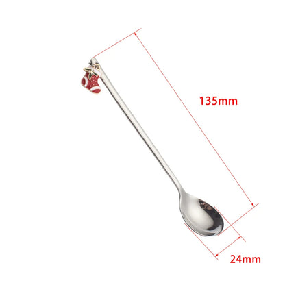 New Year 2021 Stainless Steel Christmas Spoons Xmas Party Coffee Spoon with Christmas pendant Christmas Decorations Noel Gift