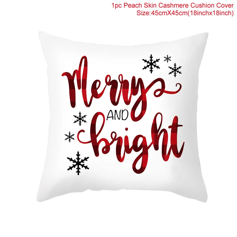 45cm Christmas Cushion Cover Navidad Merry Christmas Decorations For Home 2024 Xmas Noel Cristmas Ornaments New Year Gifts 2025