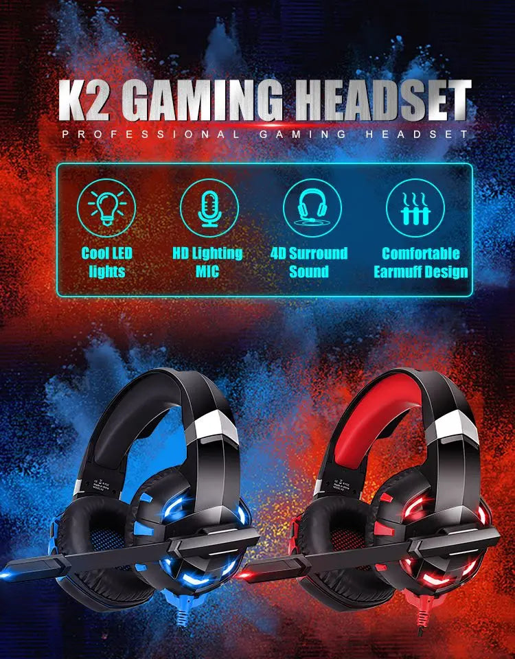 Professional Led Light Wired Gaming Headphones With Microphone For Computer PS4 PS5 Xbox Bass Stereo PC Gaming Headset Gifts