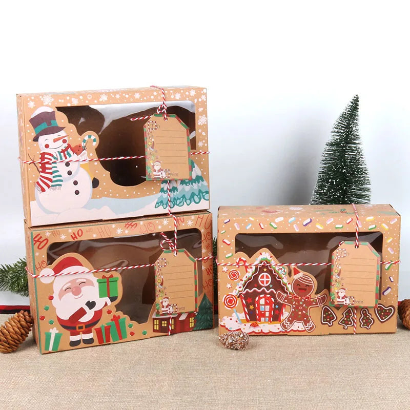 Christmas Gift Packing Bags Santa Claus Snowman Candy Cookie Box Xmas Navidad 2024 New Year Party Favor Bag Christmas Decoration