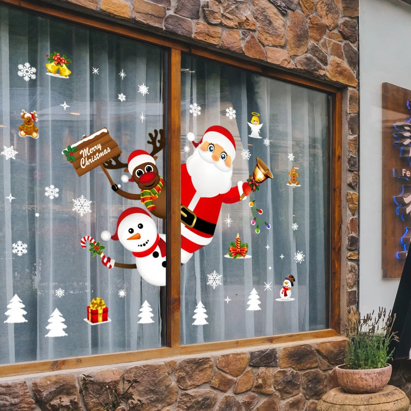 Merry Christmas Decoration for Home 2025 Wall Window Sticker Ornaments Garland New Year Festoon Christmas Decoration 2024 Noel