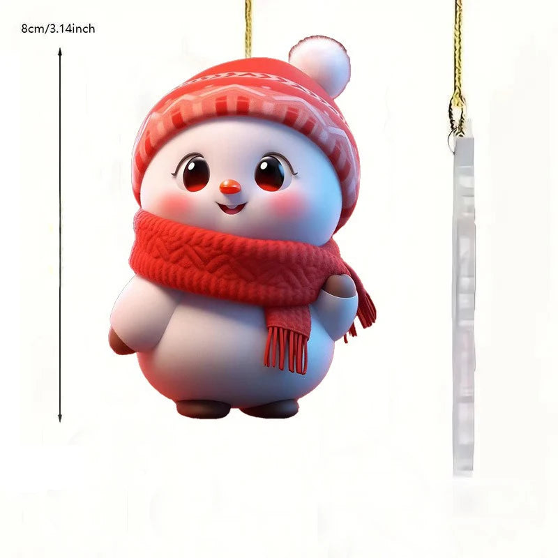 Christmas Decoration Pendant 2D Acrylic Cartoon Christmas Snowman Home Garden Christmas Tree Pendant Party Decoration