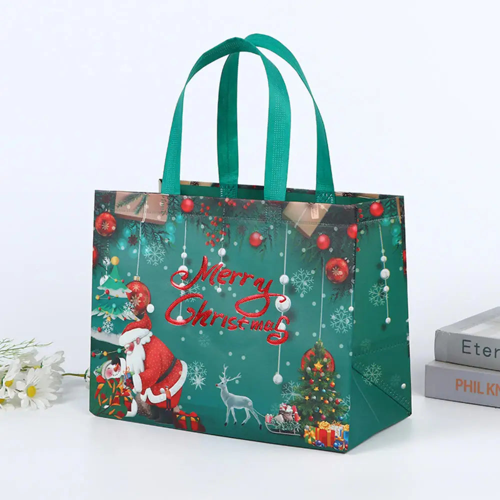 Non Woven Fabric Waterproof Gift Tote Bag Christmas Party Folding Bag Clothing Storage Bag Noel Navidad Print Package Gift Bag