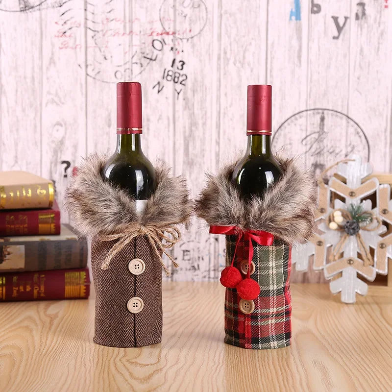 Christmas Wine Bottle Cover Merry Christmas Decorations For Home 2024 Cristmas Ornament Xmas Navidad Gifts Happy New Year 2025