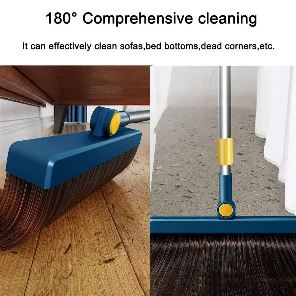 2PCS/Set Foldable Broom And Scoop Set Upright Dust Pan And Brush Set 180 Degree Rotation Dustless Floor Soft Brush Home