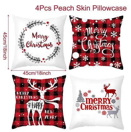 45cm Christmas Cushion Cover Navidad Merry Christmas Decorations For Home 2024 Xmas Noel Cristmas Ornaments New Year Gifts 2025