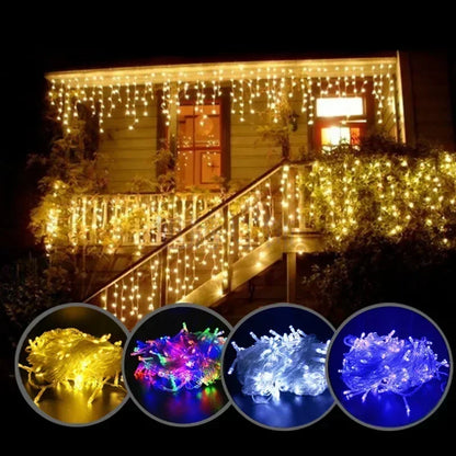 Outdoor LED 4x0.6m Holiday Light Garland for Patio Christmas Lights Fairy String Curtain Light Street Wedding Garden Decoration