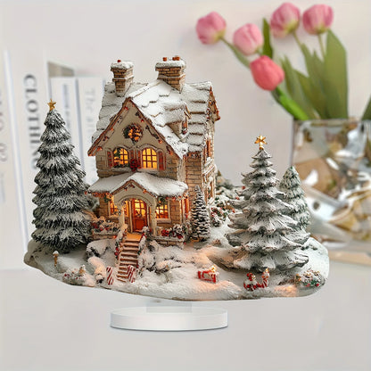 Snowhouse Christmas Decorations Desktop Ornament Winter Kids Family Portrait Decor Farmhouse Vacation Desktop Decoration Acrylic