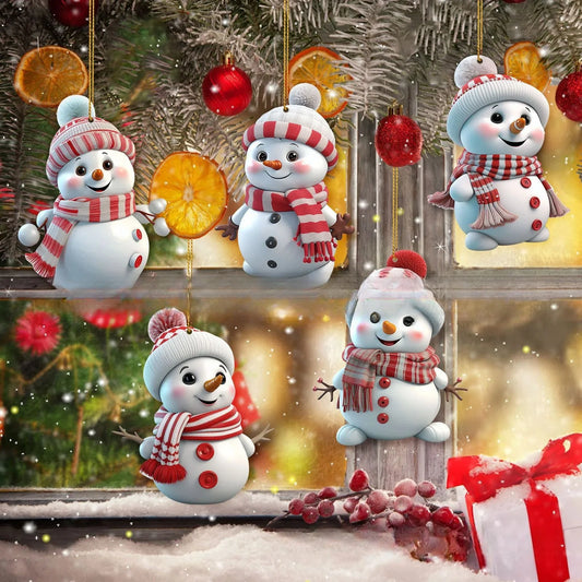 Christmas Decoration Pendant 2D Acrylic Cartoon Christmas Snowman Home Garden Christmas Tree Pendant Party Decoration Decora