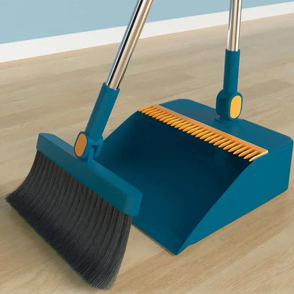 2PCS/Set Foldable Broom And Scoop Set Upright Dust Pan And Brush Set 180 Degree Rotation Dustless Floor Soft Brush Home