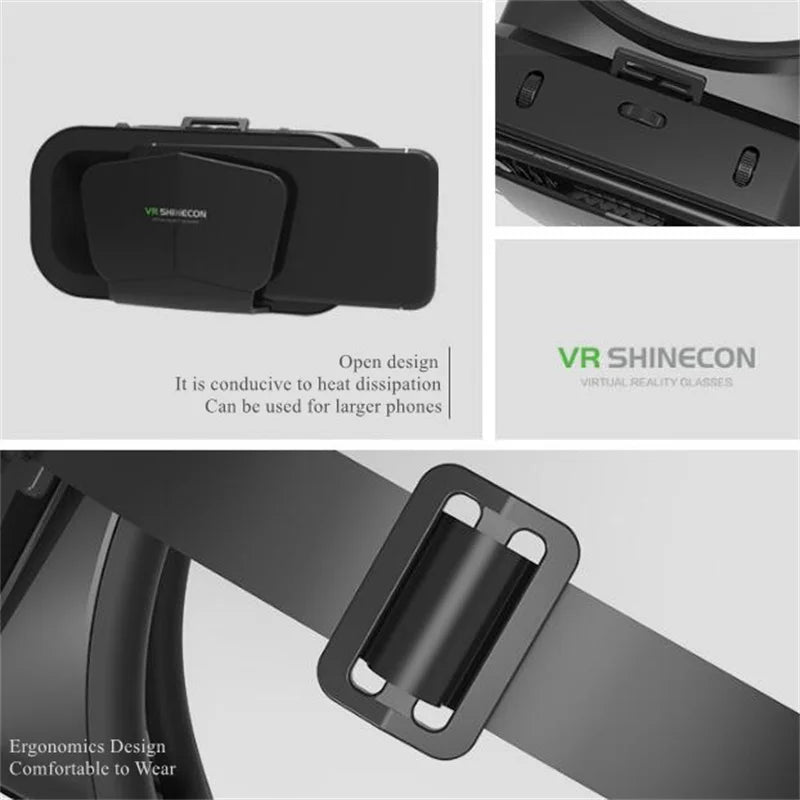 Shinecon 3D VR Glasses Virtual Reality Viar Goggles Headset Devices Smart Helmet Lenses For Cell Phone Mobile Smartphones Viewer