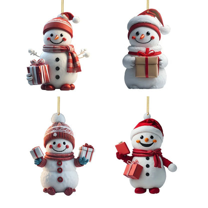 Christmas Decoration Pendant 2D Acrylic Cartoon Christmas Snowman Home Garden Christmas Tree Pendant Party Decoration Supplies