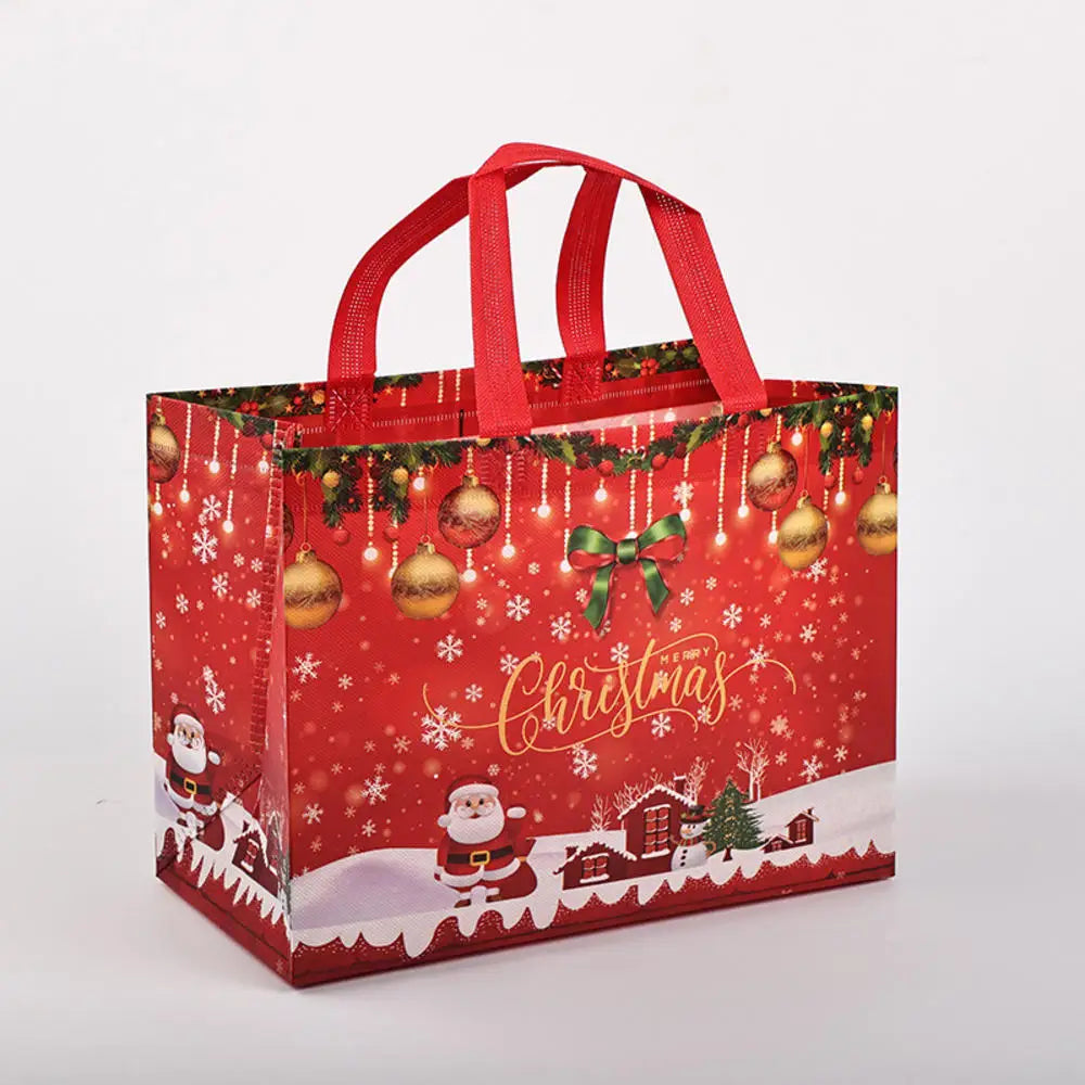 Non Woven Fabric Waterproof Gift Tote Bag Christmas Party Folding Bag Clothing Storage Bag Noel Navidad Print Package Gift Bag