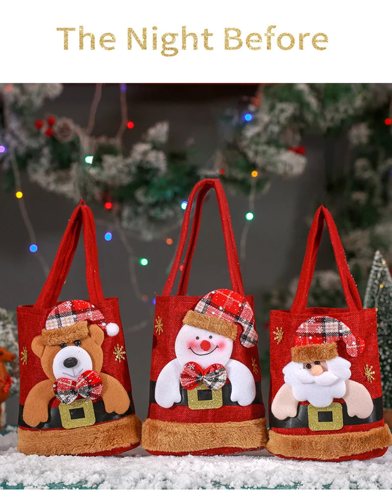 Christmas Gift Bag Linen Cloth New Year Children's Candy Handbag Christmas Eve Apple Storage Bag Xmas Santa Claus Wholesale 2023