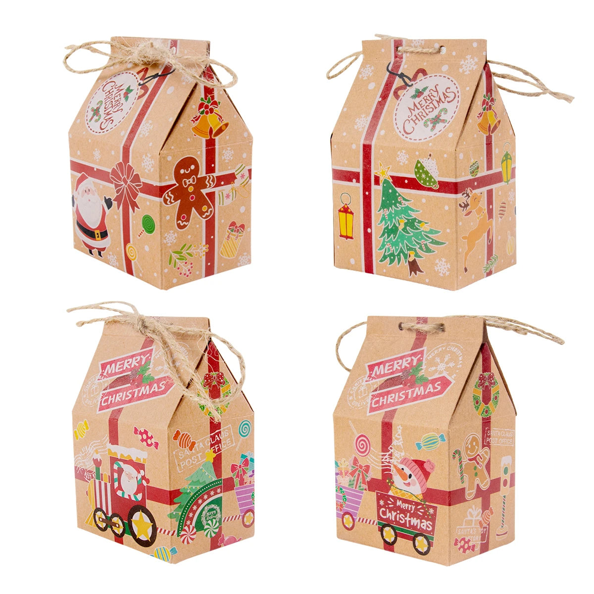 Christmas Gift Packing Bags Santa Claus Snowman Candy Cookie Box Xmas Navidad 2024 New Year Party Favor Bag Christmas Decoration