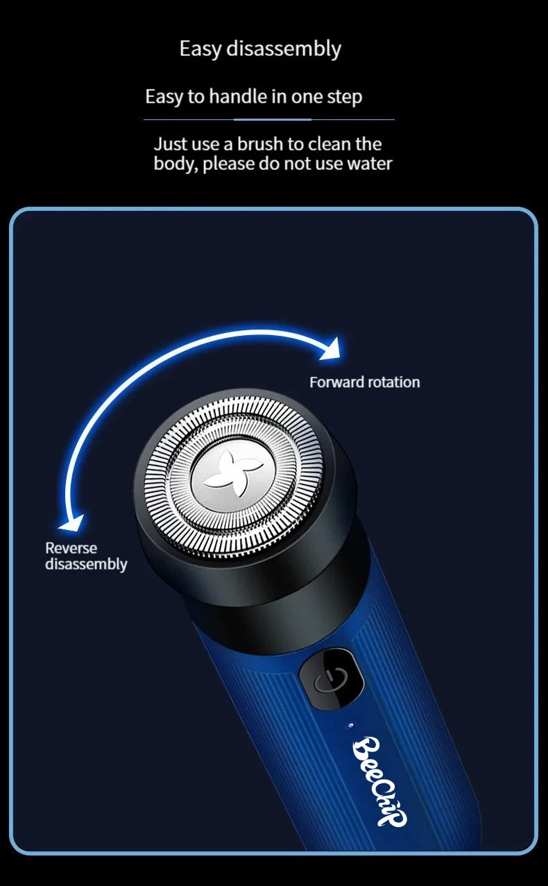 Bass Высокоскоростная портативная электробритва с быстрой зарядкой для мужчин и женщин Мини-аккумуляторная бритва легко разбирается за один шаг