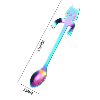 Кофейная ложка из нержавеющей стали, милая чайная ложка в форме кота, десертная ложка для закусок, мини-ложки для мороженого, посуда, кухонные инструменты