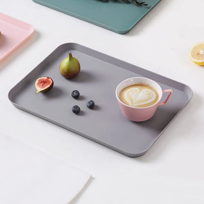 Rectangular Tea Tray Serving Tray Anti Slip Scratch Resistant Plastic Food Kitchen Organizer Home Kitchen Fruit Dessert Tray