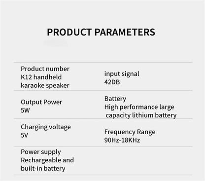 Беспроводной динамик для караоке Bluetooth-микрофон K12 Домашняя караоке-машина KTV RGB Light Портативный мини-динамик Bluetooth