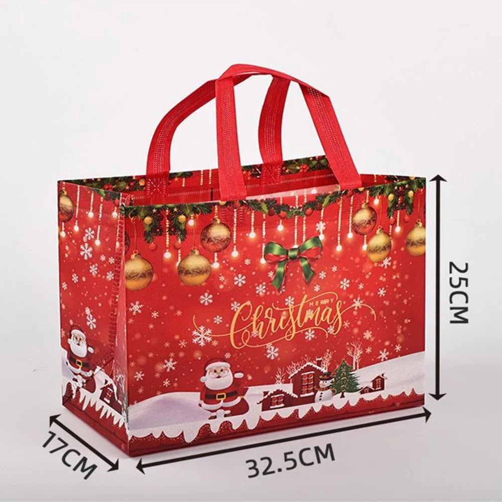 Non Woven Fabric Waterproof Gift Tote Bag Christmas Party Folding Bag Clothing Storage Bag Noel Navidad Print Package Gift Bag