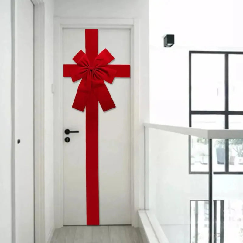 Big Ribbon Bow Christmas Red Redbow Front Door Decorations Hanging Front Door Red Bows New Year 2025 Supplies Home Ornaments