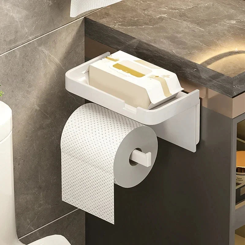 2024 New Plastic Steel Toilet Paper Holder Bathroom Wall Mount WC Paper Phone Holder Shelf Towel Roll shelf Accessories