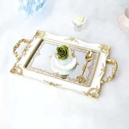 European-style Rectangular Storage Tray Resin Crafts Desktop Decoration Household Jewelry Display Tray Living Room Decoration