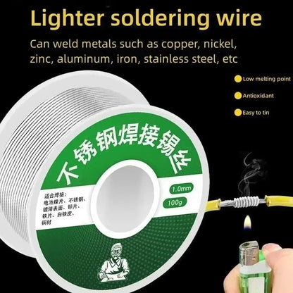 100/20g No Need Solder Powder Soldering Rods Low Temperature Easy Melt Solder Wire Silver Universal Welding Rod Cored Weld Wire