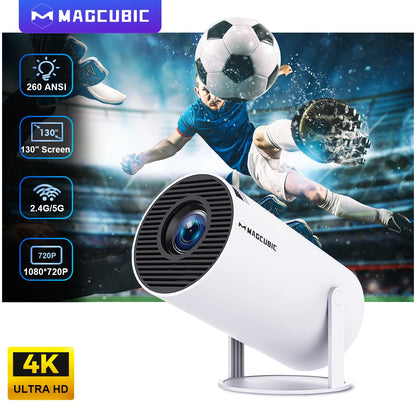 Проектор Magcubic Android 11 4K 1280*720P HY300 Dual Wi-Fi 260ANSI 180 ° гибкий BT5.0 Портативный проектор для кинотеатра на открытом воздухе HY300 Pro