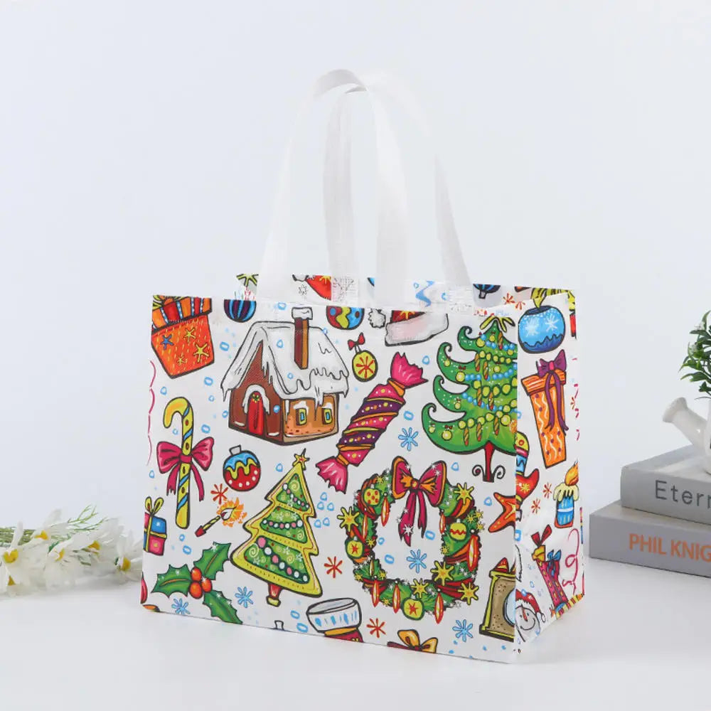 Non Woven Fabric Waterproof Gift Tote Bag Christmas Party Folding Bag Clothing Storage Bag Noel Navidad Print Package Gift Bag