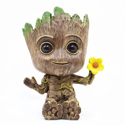 Small Cute Tree Man Groot Flowerpot Pen Pot Figure Model Toys Christmas Gifts for Kids Office Decoration