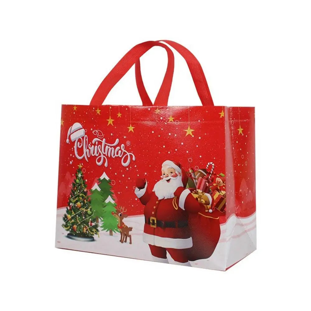 Non Woven Fabric Waterproof Gift Tote Bag Christmas Party Folding Bag Clothing Storage Bag Noel Navidad Print Package Gift Bag