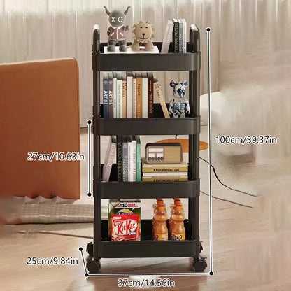 1*Bookshelf Storage Trolley Mobile Kitchen Organizer Cart With Wheels Multi-Layer Bathroom Shelves Household Snacks Storage Rack