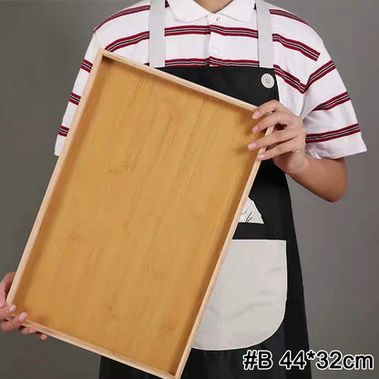 Home Bamboo Serving Tray Round Square Rectangle Breakfast Dessert Cake Tray Decorative Coffee Tea Platter Dinner Plate