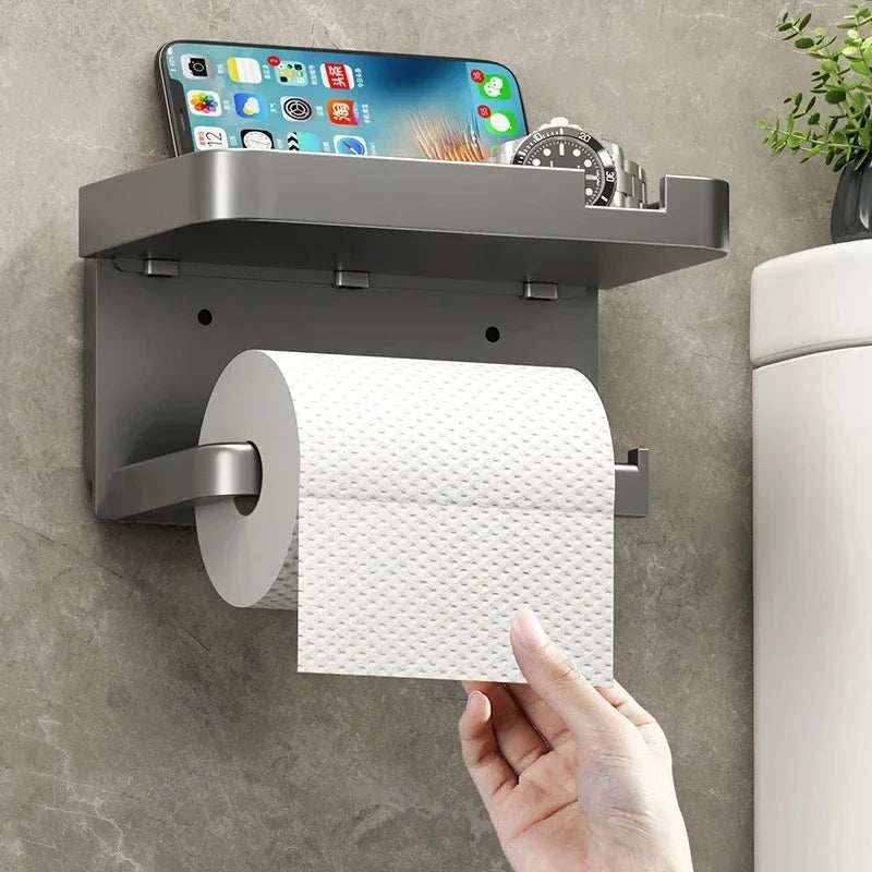 2024 New Plastic Steel Toilet Paper Holder Bathroom Wall Mount WC Paper Phone Holder Shelf Towel Roll shelf Accessories