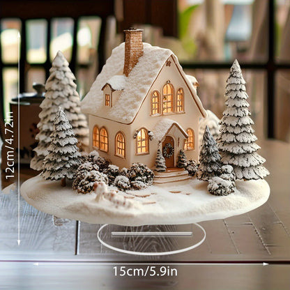 Snowhouse Christmas Decorations Desktop Ornament Winter Kids Family Portrait Decor Farmhouse Vacation Desktop Decoration Acrylic