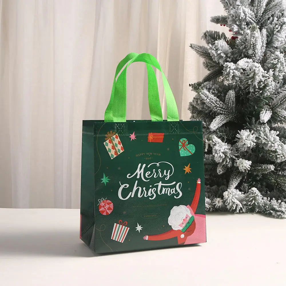 Non Woven Fabric Waterproof Gift Tote Bag Christmas Party Folding Bag Clothing Storage Bag Noel Navidad Print Package Gift Bag