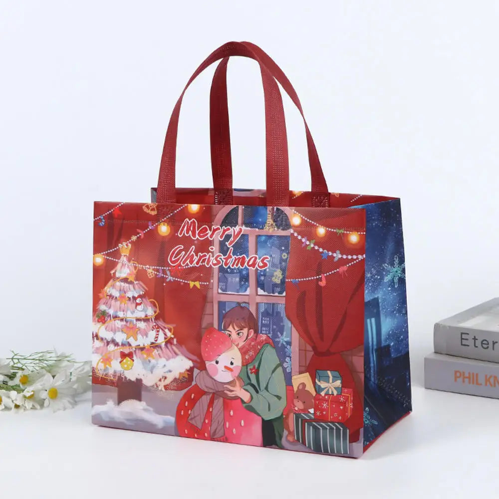 Non Woven Fabric Waterproof Gift Tote Bag Christmas Party Folding Bag Clothing Storage Bag Noel Navidad Print Package Gift Bag