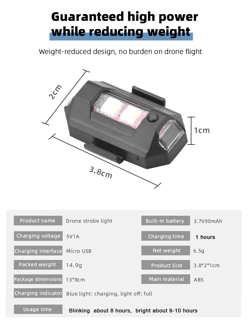 Universal Drone Strobe Lights LED Lamp for DJI Mavic 3/2/MINI 3 Pro/Air2/2S/MINI 2/SE Signal Indicator Turn Lights Strobe Light