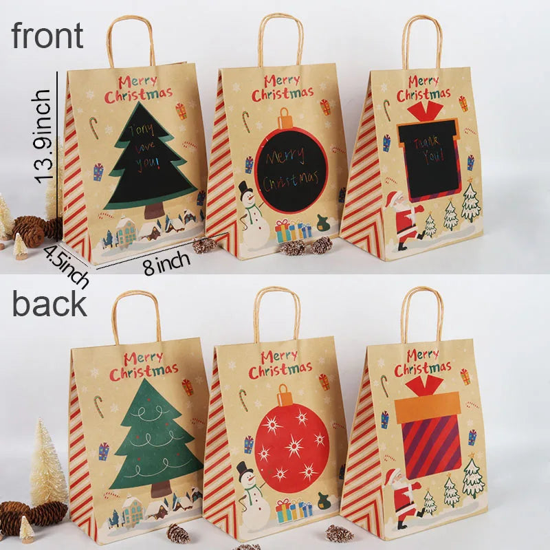 Christmas Gift Packing Bags Santa Claus Snowman Candy Cookie Box Xmas Navidad 2024 New Year Party Favor Bag Christmas Decoration