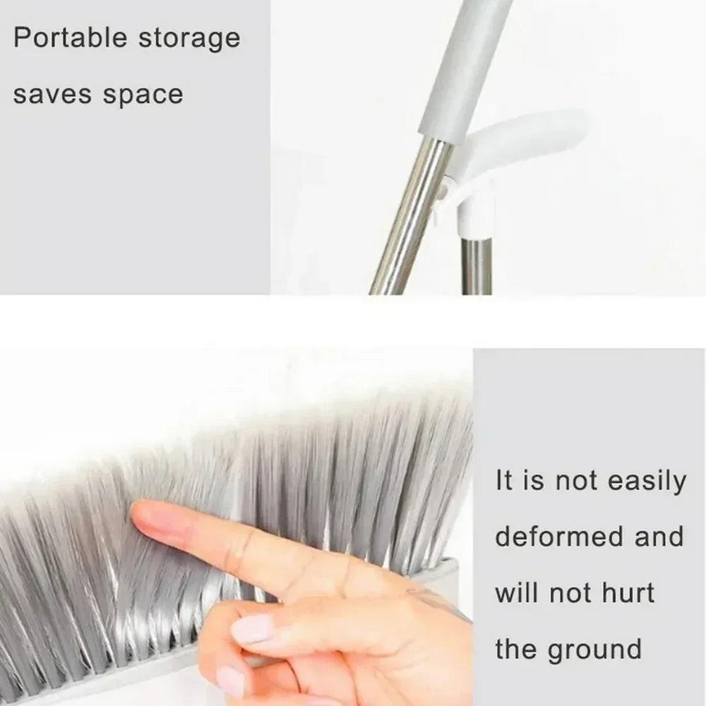 2PCS/Set Foldable Broom And Scoop Set Upright Dust Pan And Brush Set 180 Degree Rotation Dustless Floor Soft Brush Home